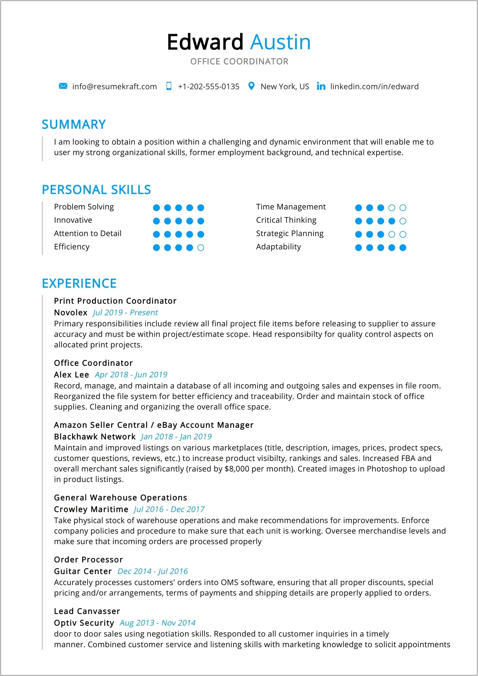 Pricing Coordinator Job Description Resume