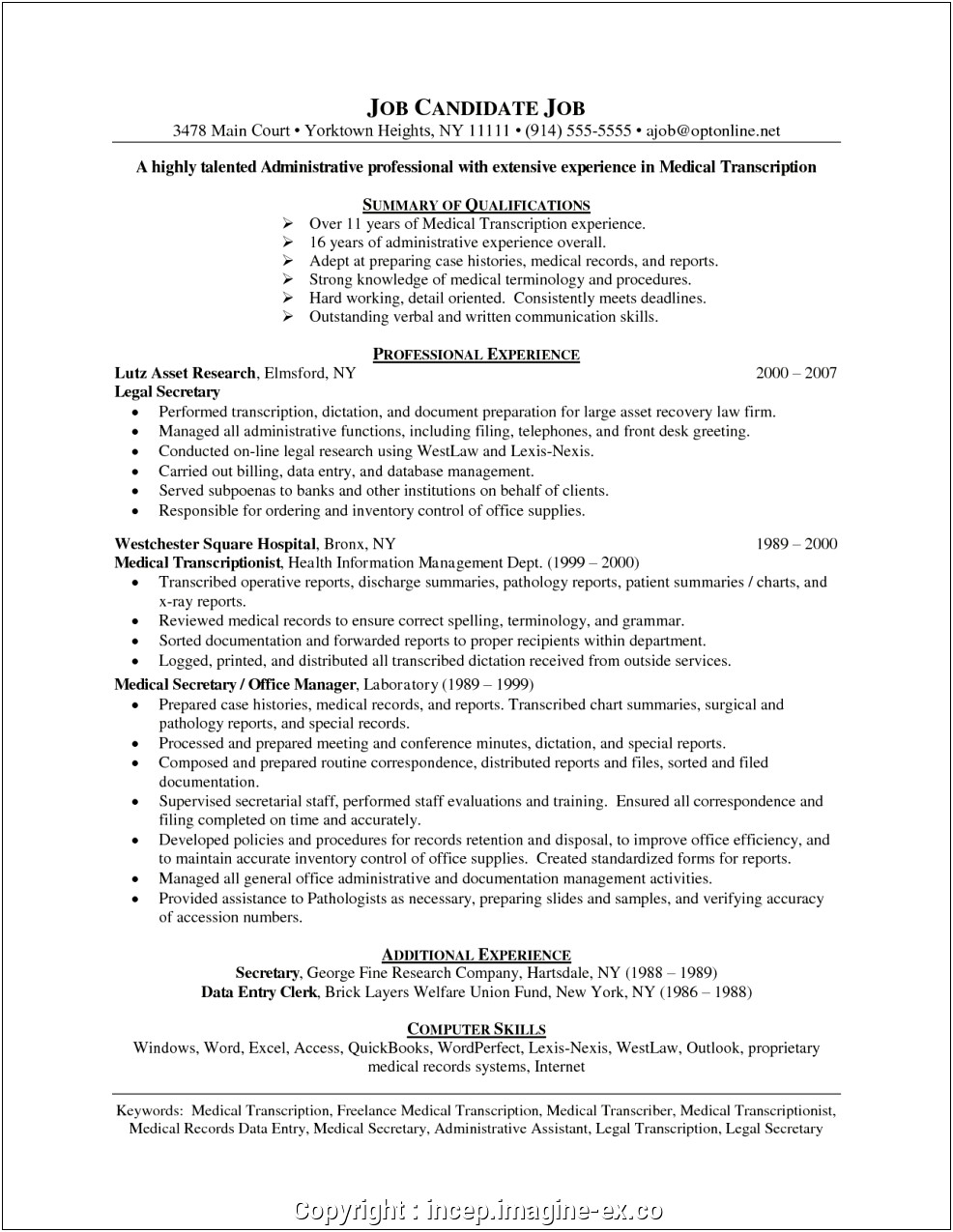 Primary Care Physician Practice Management Resume