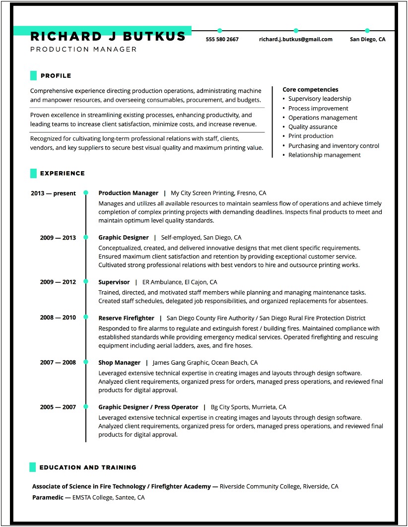 Print Production Manager Sample Resume