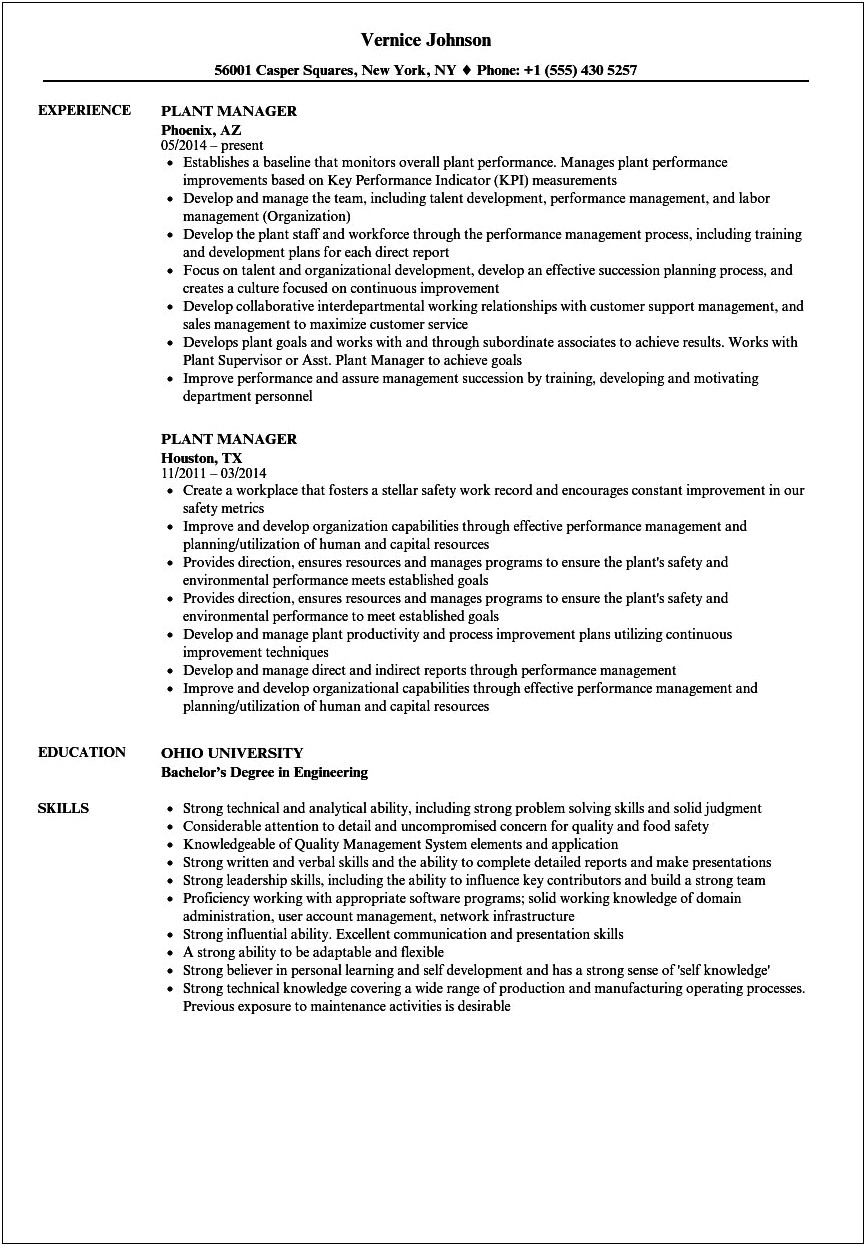 Printing Press Production Manager Resume