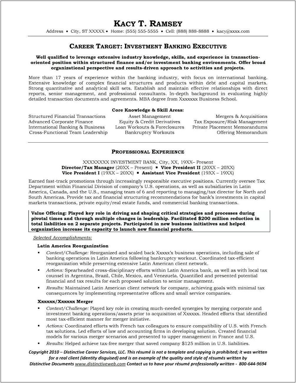 Private Equity Managing Director Resume