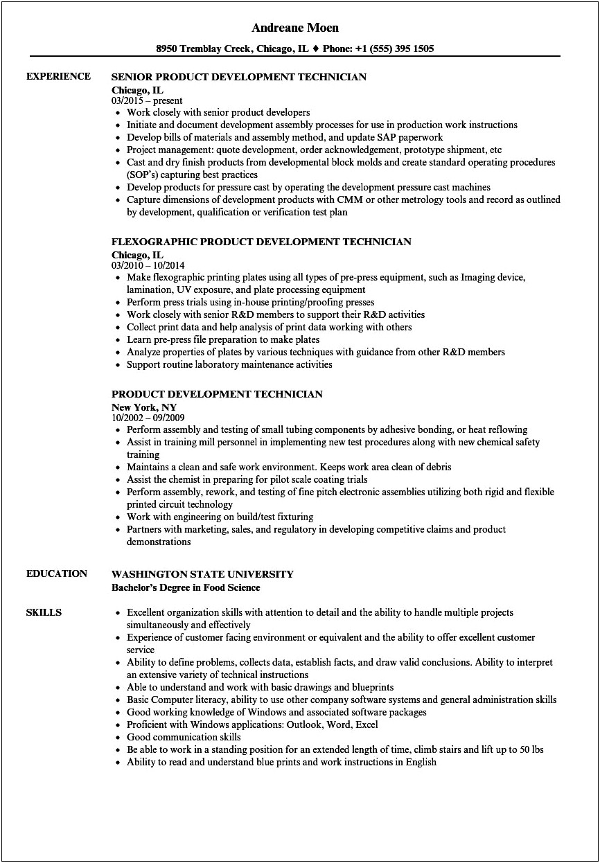 Product Development In Information Technology Resume Examples