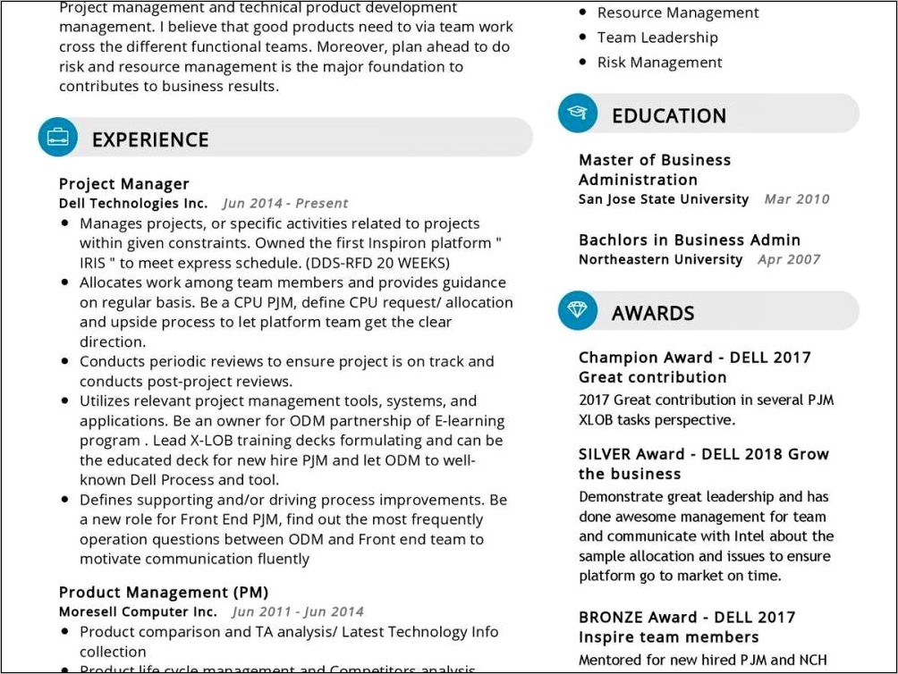 Product Life Cycle Management Resume