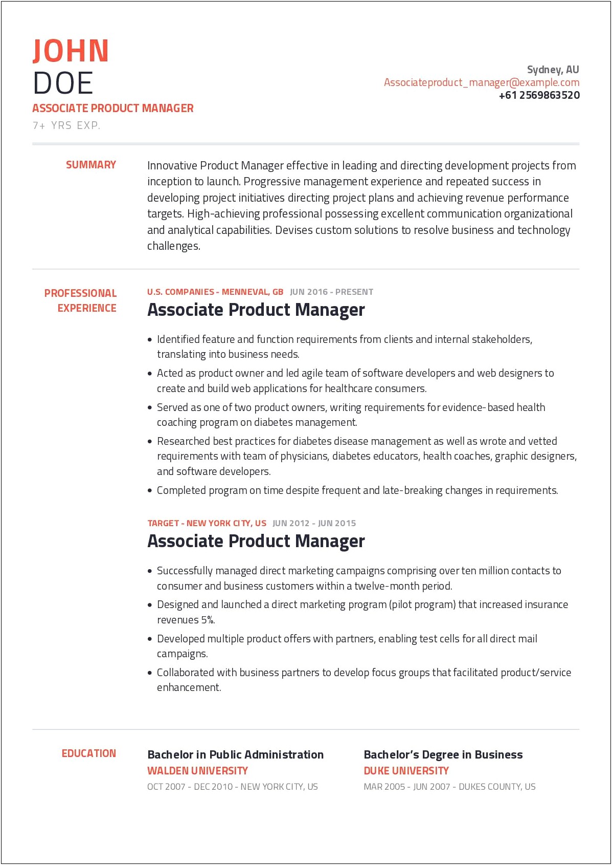 Product Management Director Resume Examples