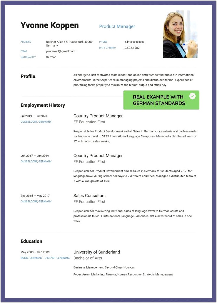 Product Manager Resume Pages Templates