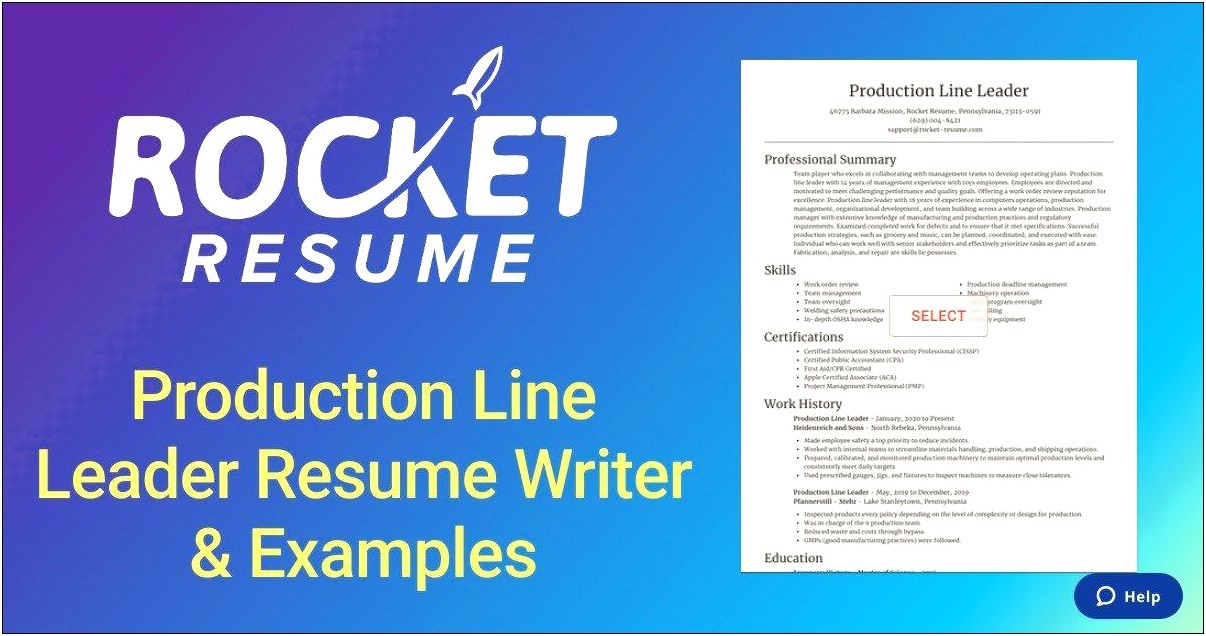 Production Line Skills For Resume