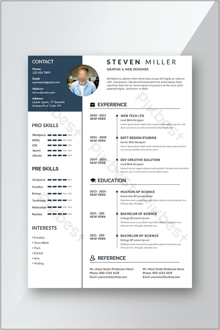 Profession One Page Cv Resume Theme Free Download