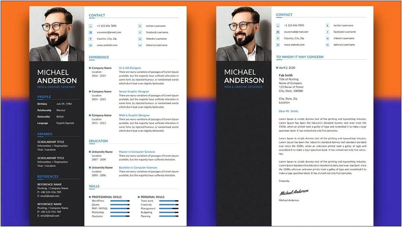 Professional Cover Letter And Resume Template