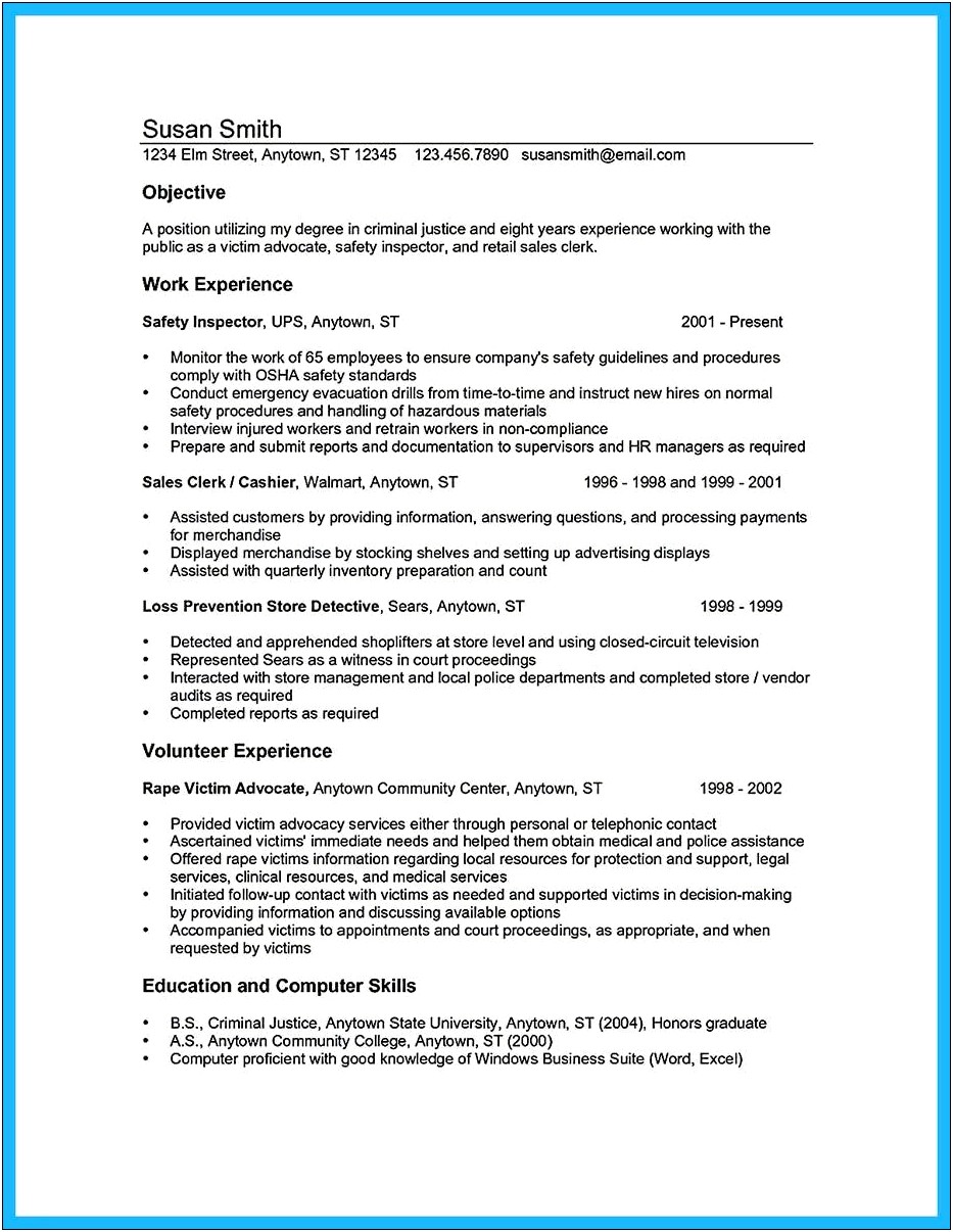 Professional Criminal Justice Resume Examples