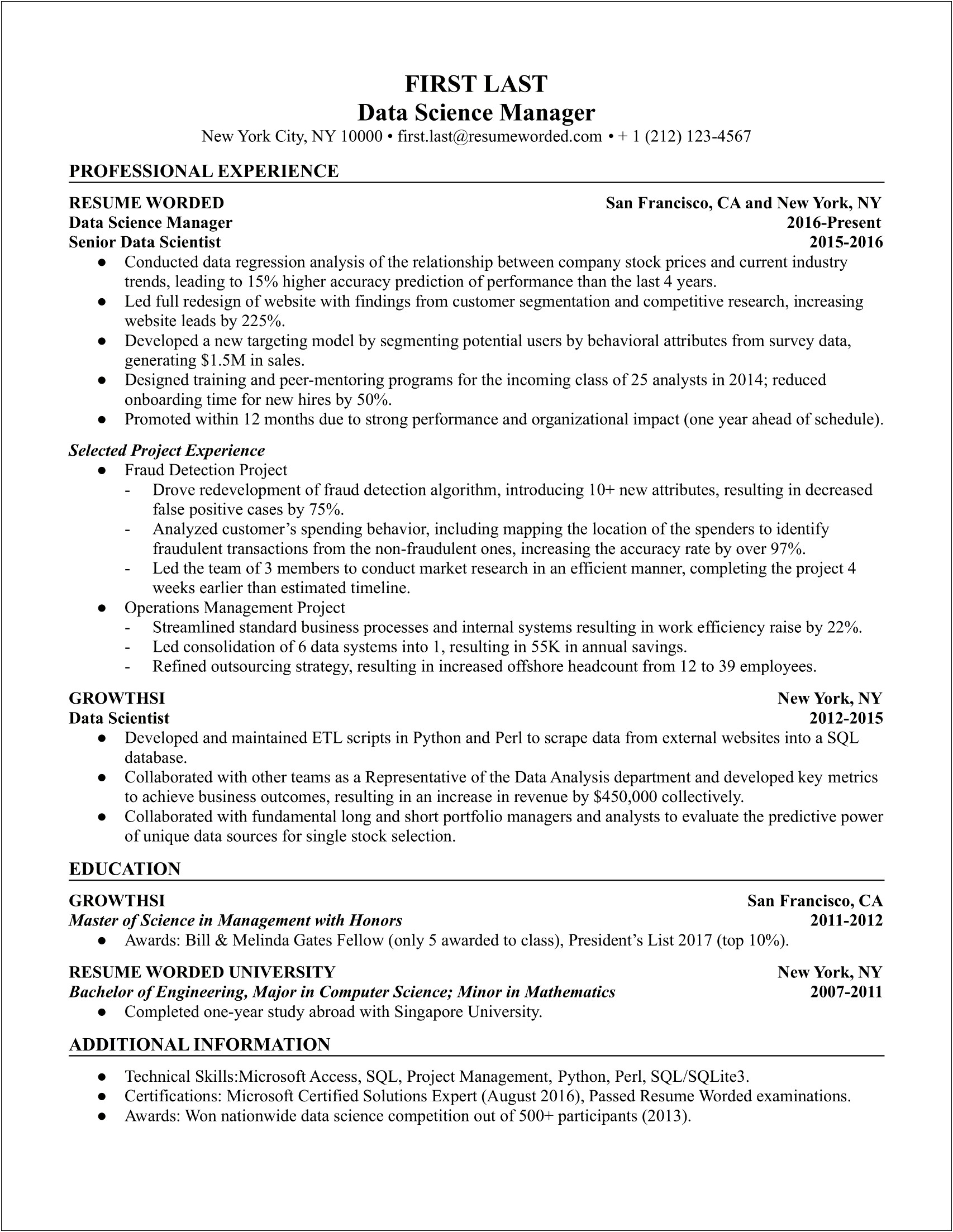 Professional Examples Of Scientist Resumes