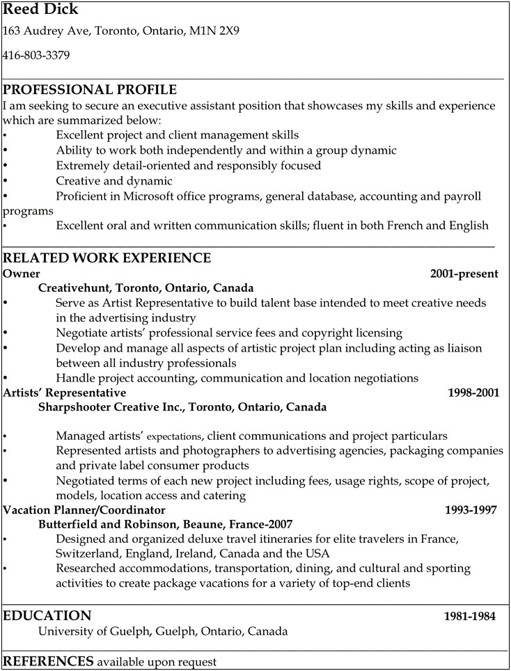 Professional Executive Assistant Resume Sample
