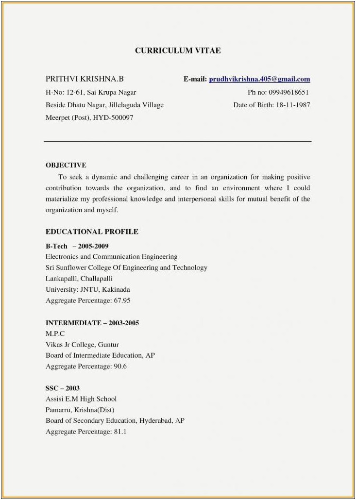 Professional Resume For Hotel Management