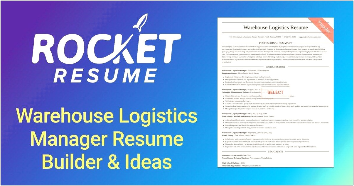 Professional Resume For Warehouse Manager