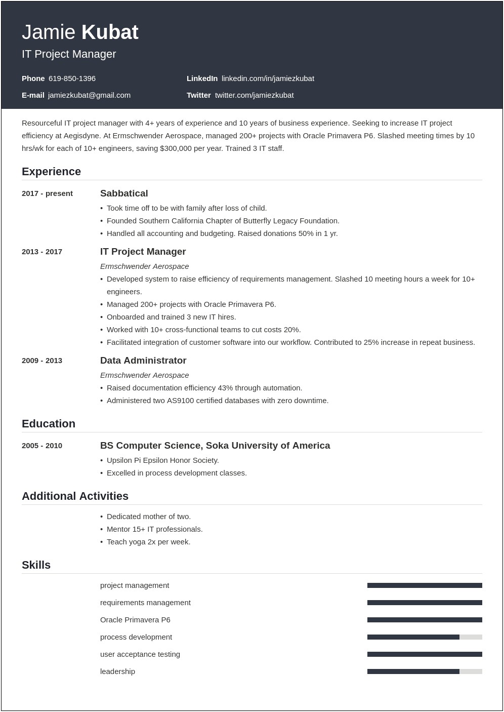 Professional Resume With Gaps In Employment Sample