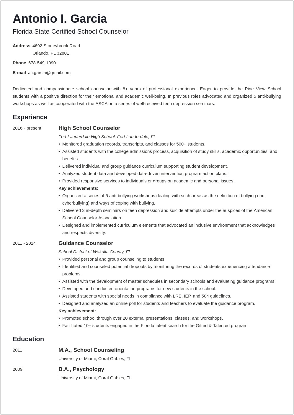 Professional Skills For Counselors And Therapist Resume