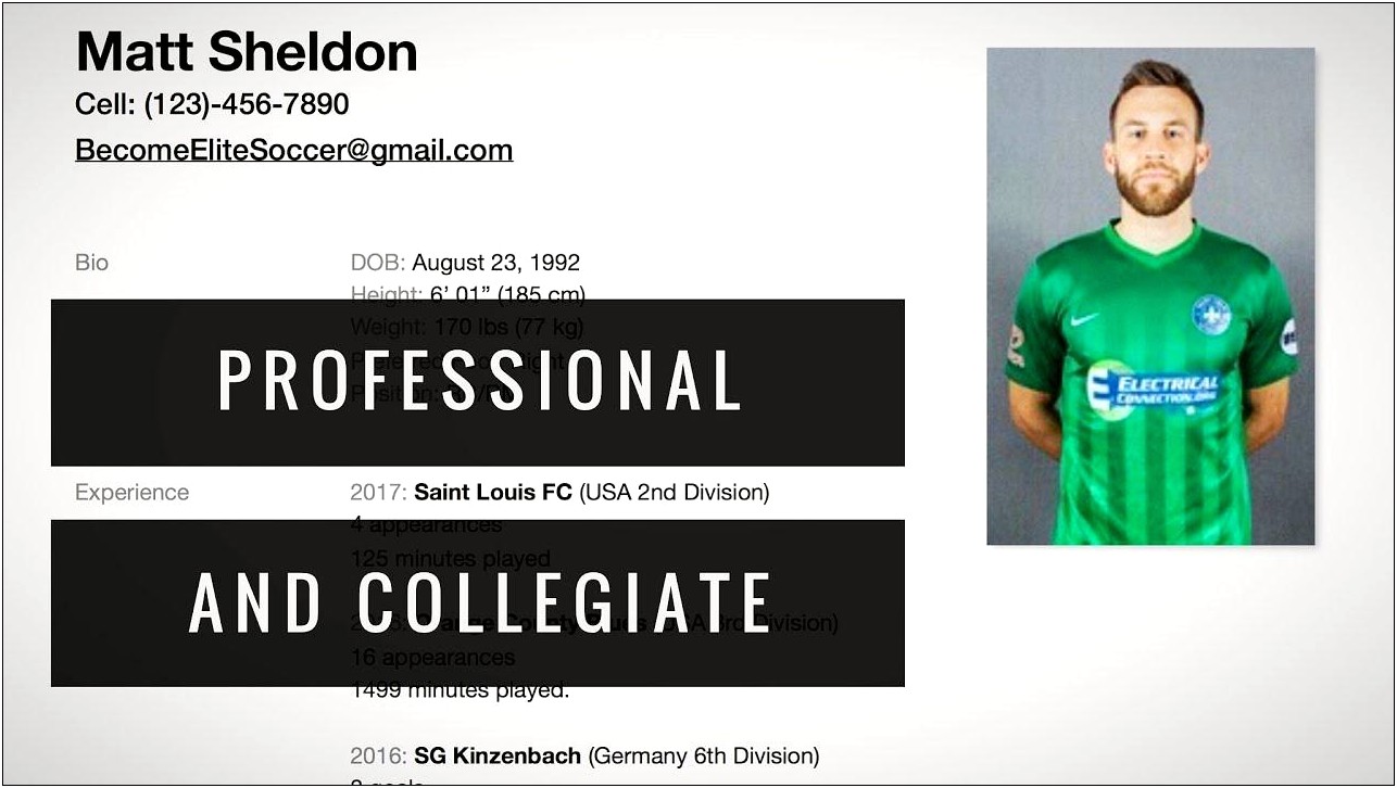 Professional Soccer Player Resume Example