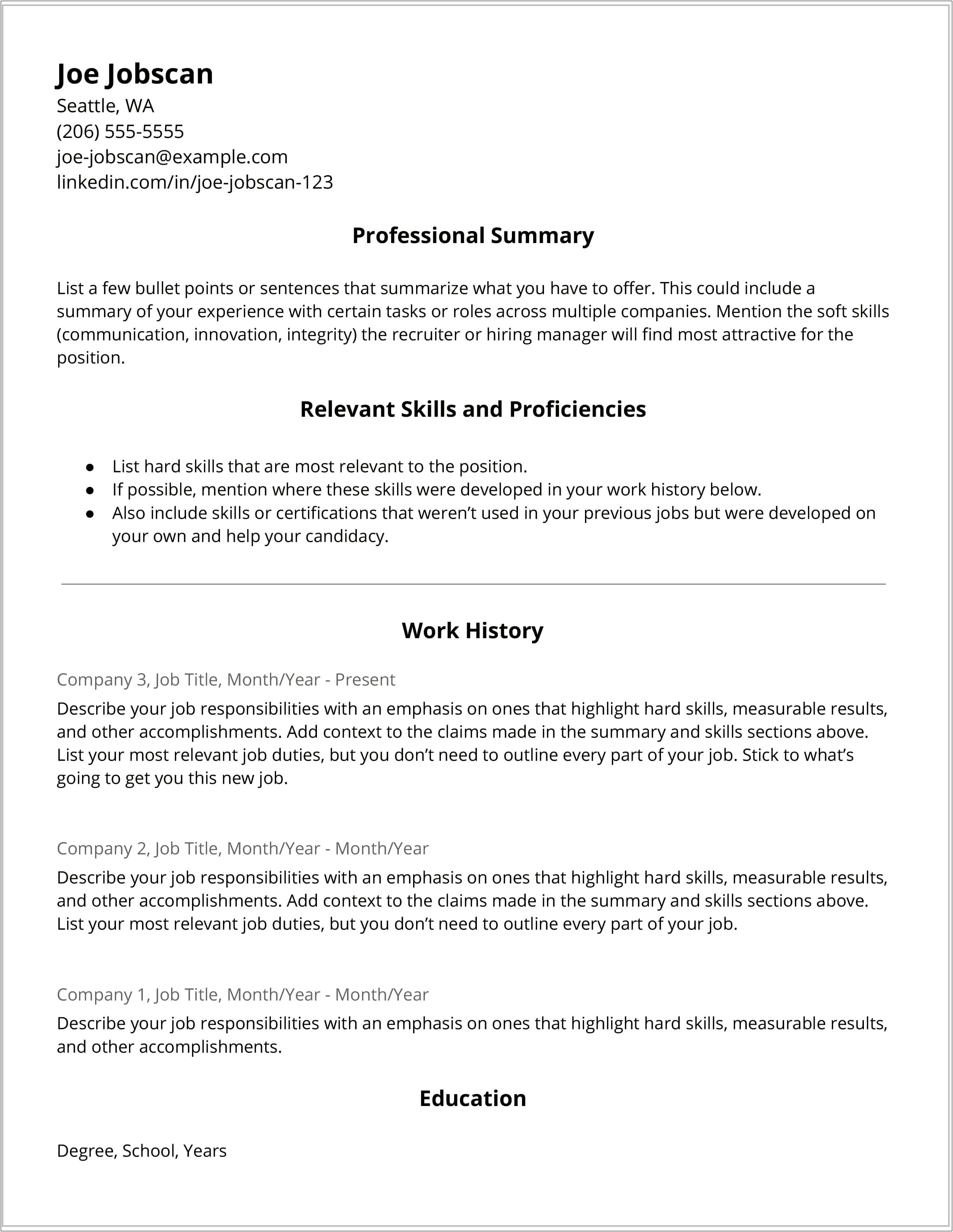 Professional Summary At The Top Of Your Resume