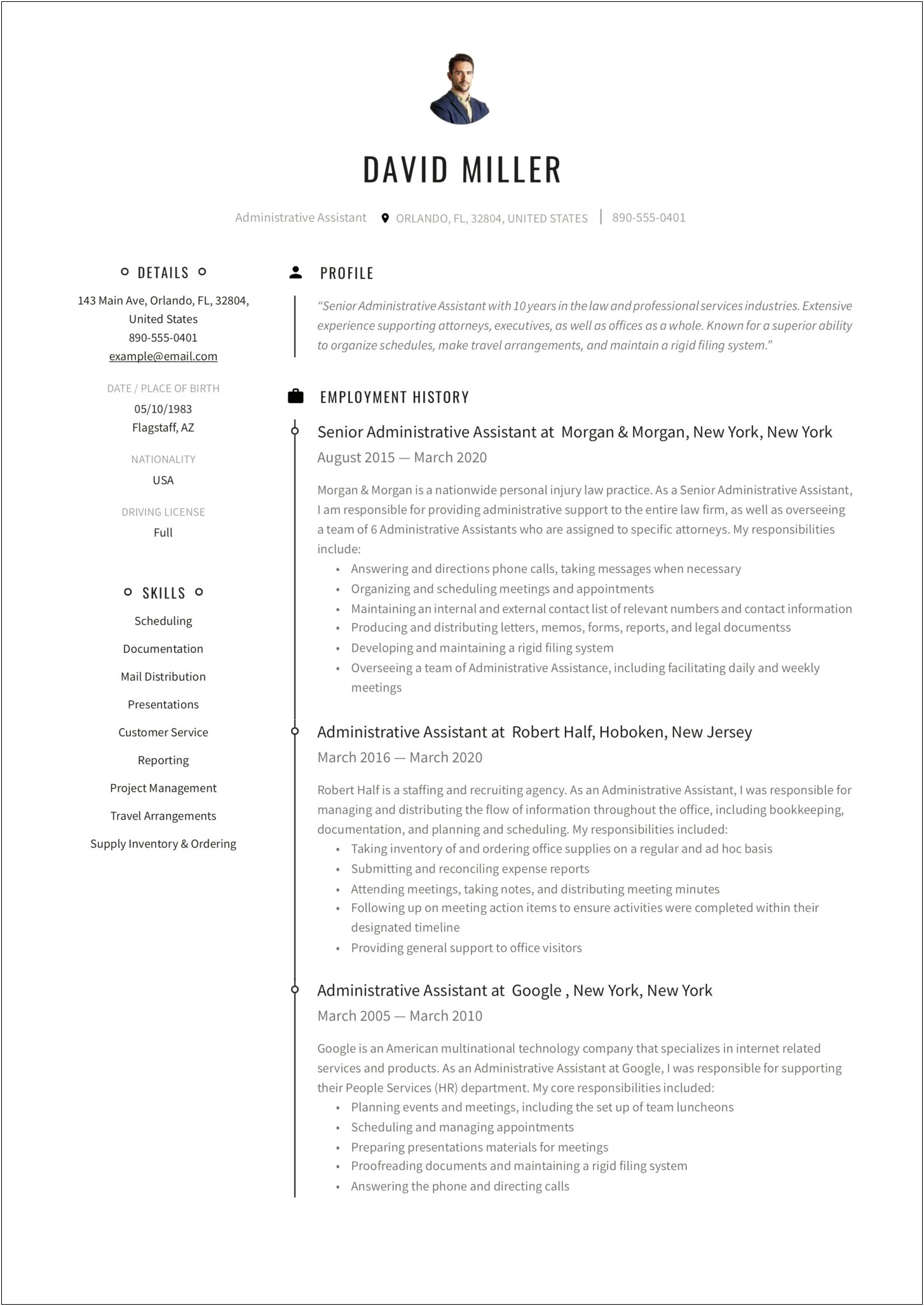 Professional Summary For Administrative Assistant Resume