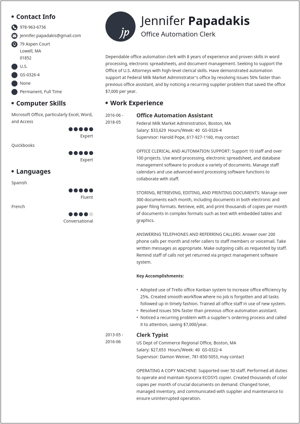 Professional Summary For Federal Government Resume