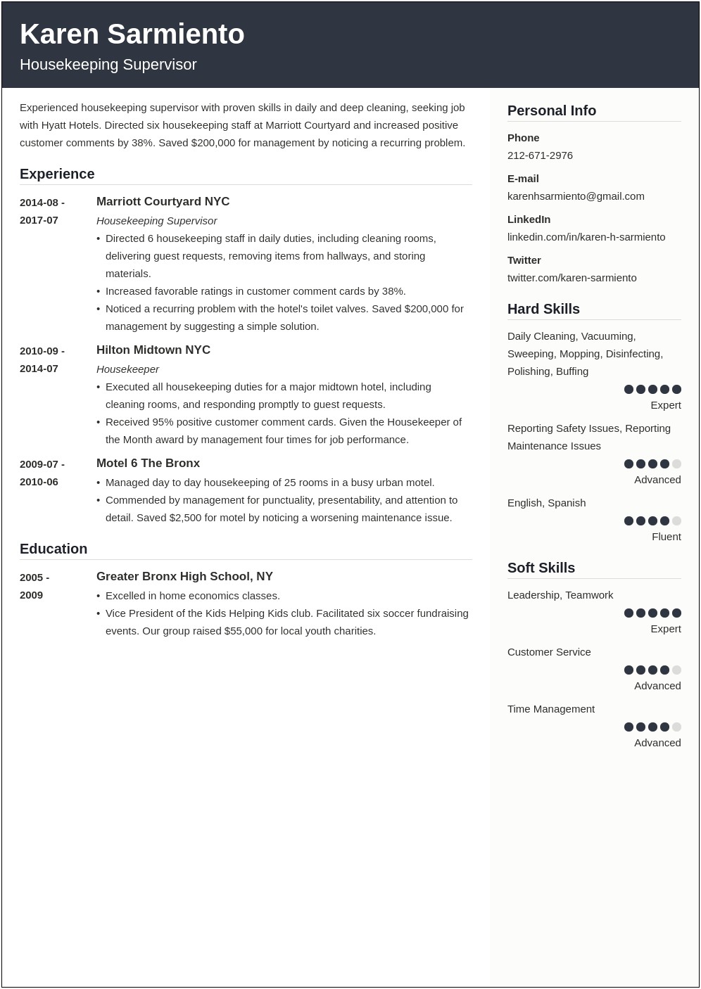 Professional Summary For House Cleaner Resume