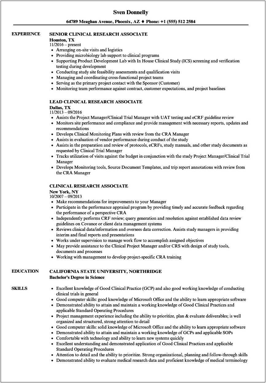 Professional Summary Resume Clinical Research Coordinator
