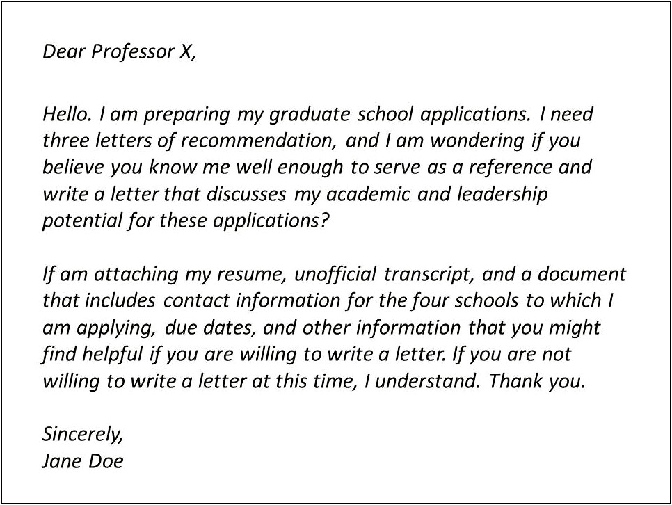 Professor Asks For Resume For Letter Of Recommendation
