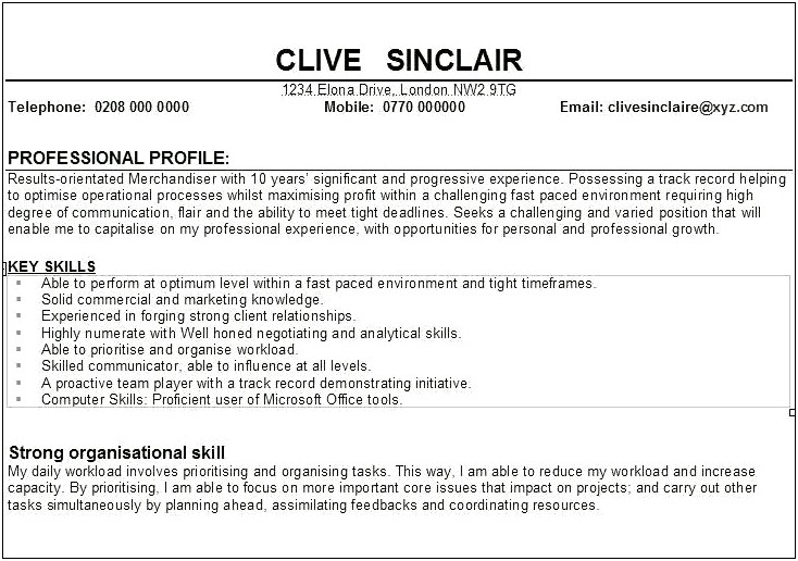 Profile Statement On Resume Examples