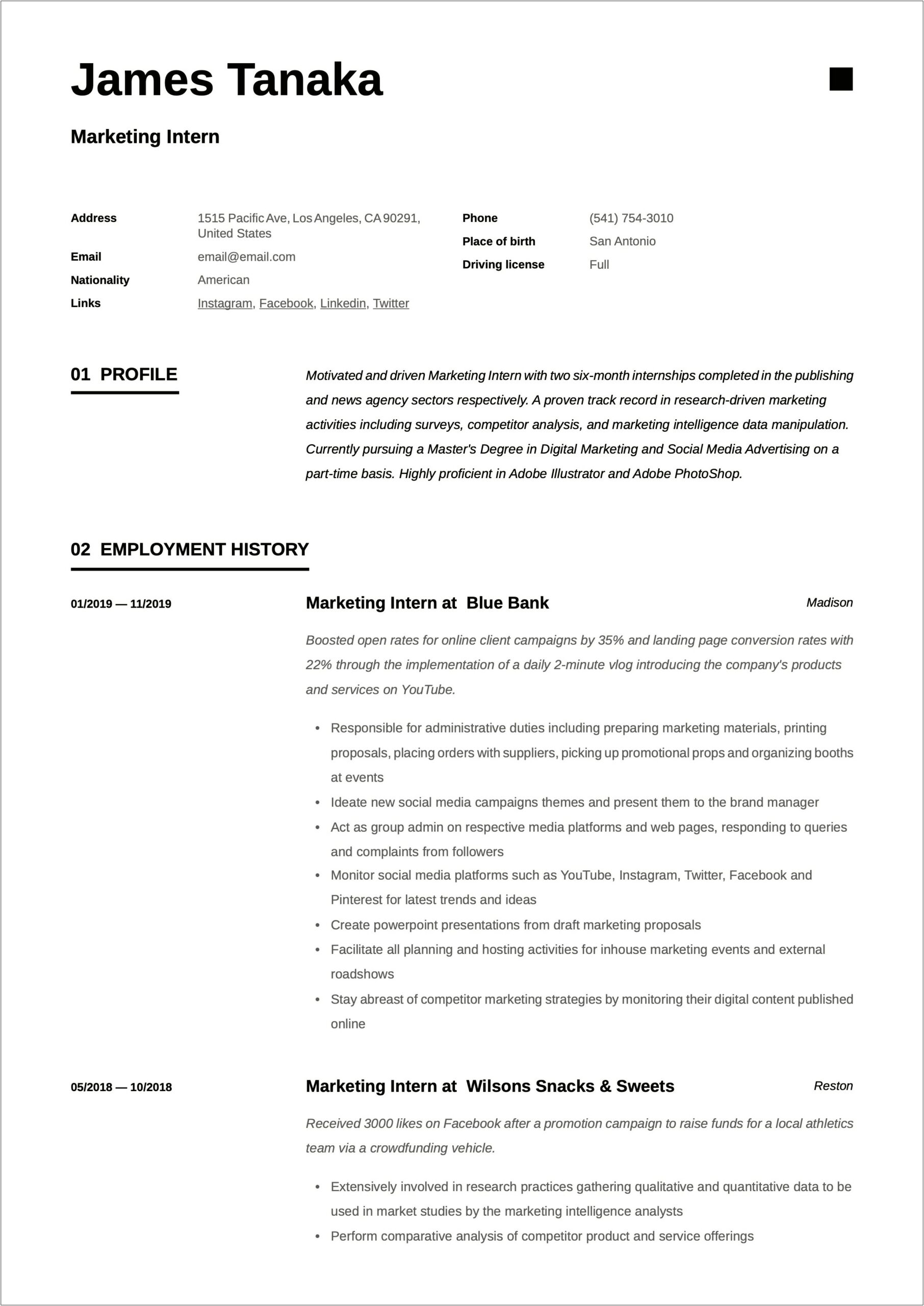 Profile Summary In Resume For Marketing