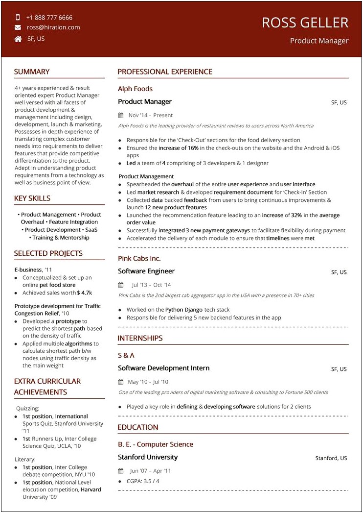 Program Manager Who Became Product Manager Resume