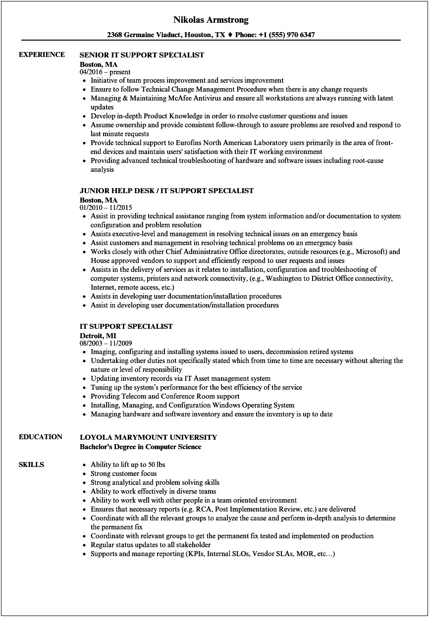 Program Support Specialist Job Resume