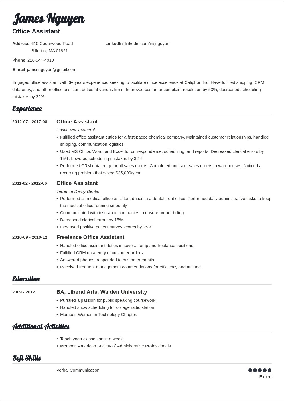 Project Assistant Resume Sample Jobhero