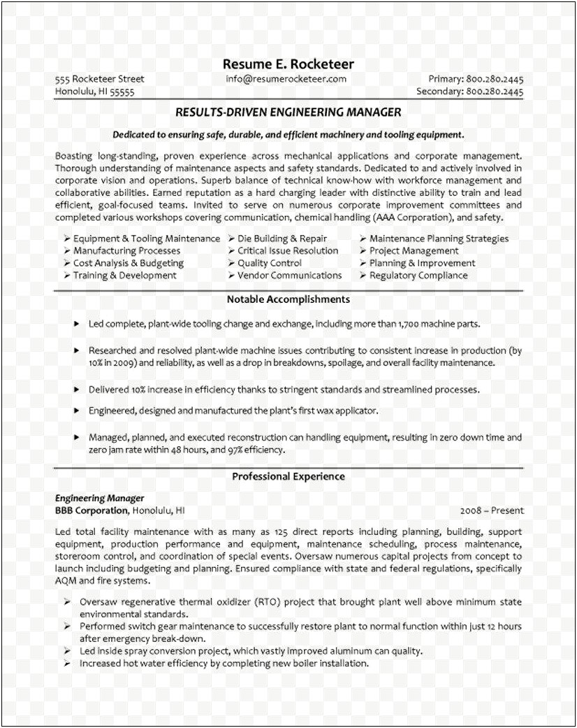 Project Management Resume Free Download