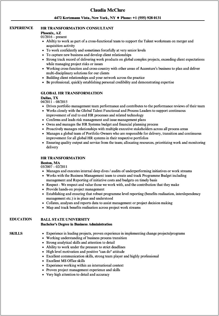 Project Manager Cloud Sample Resume