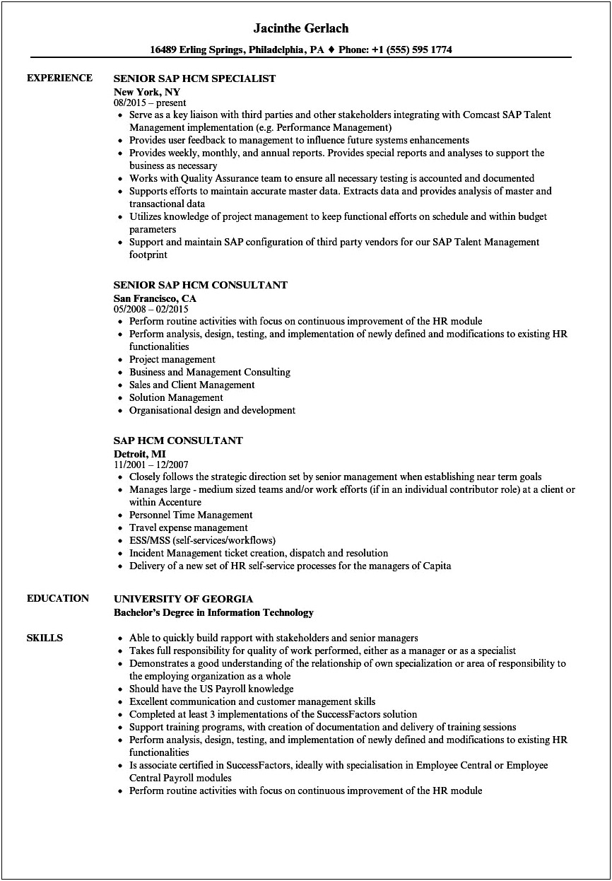 Project Manager Consultant Resume Sample
