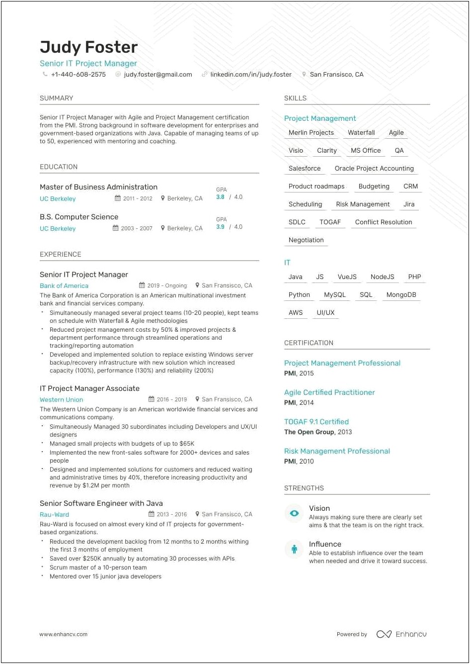 Project Manager Migration Project Resume