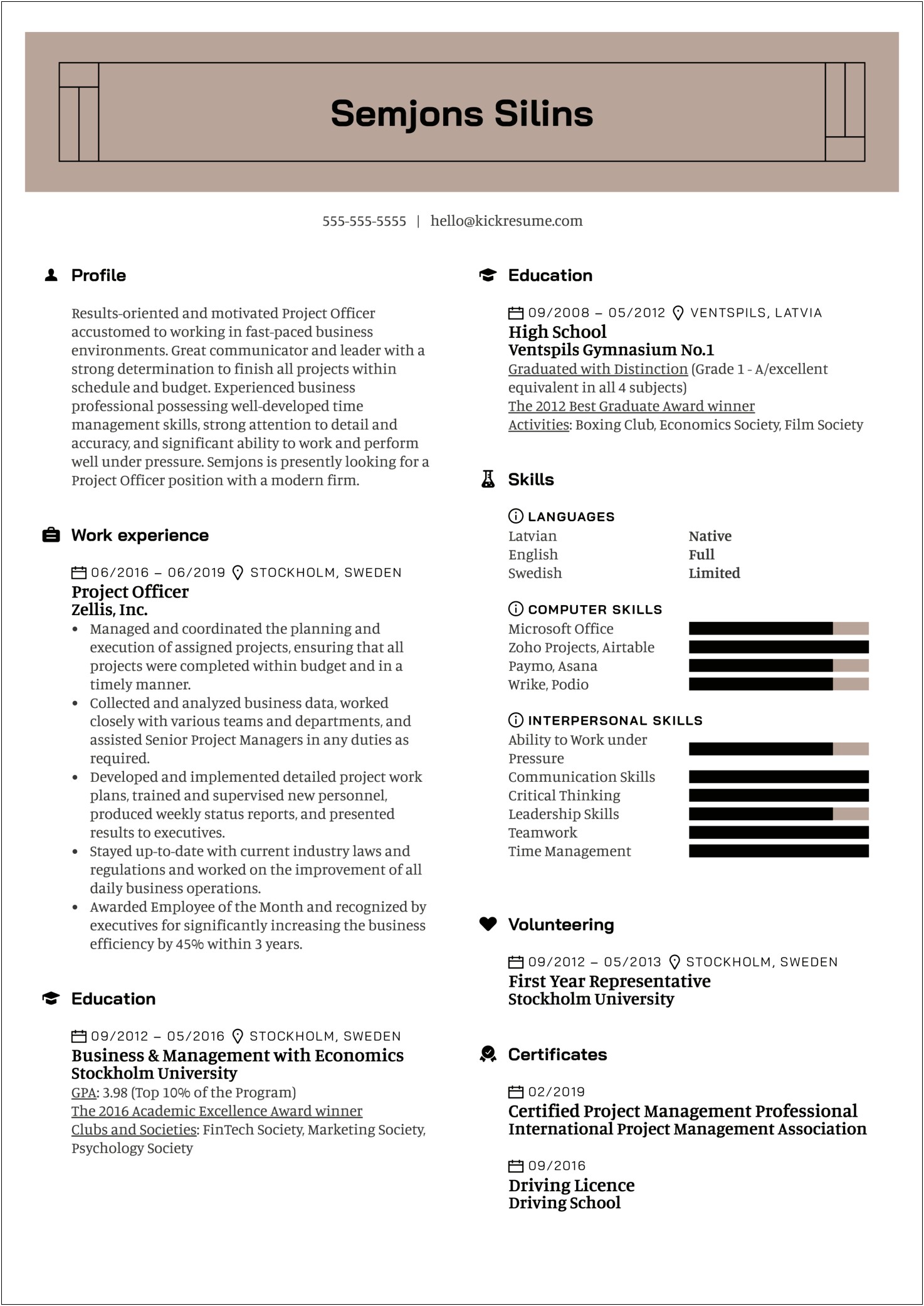 Project Manager Resume Examples 2019