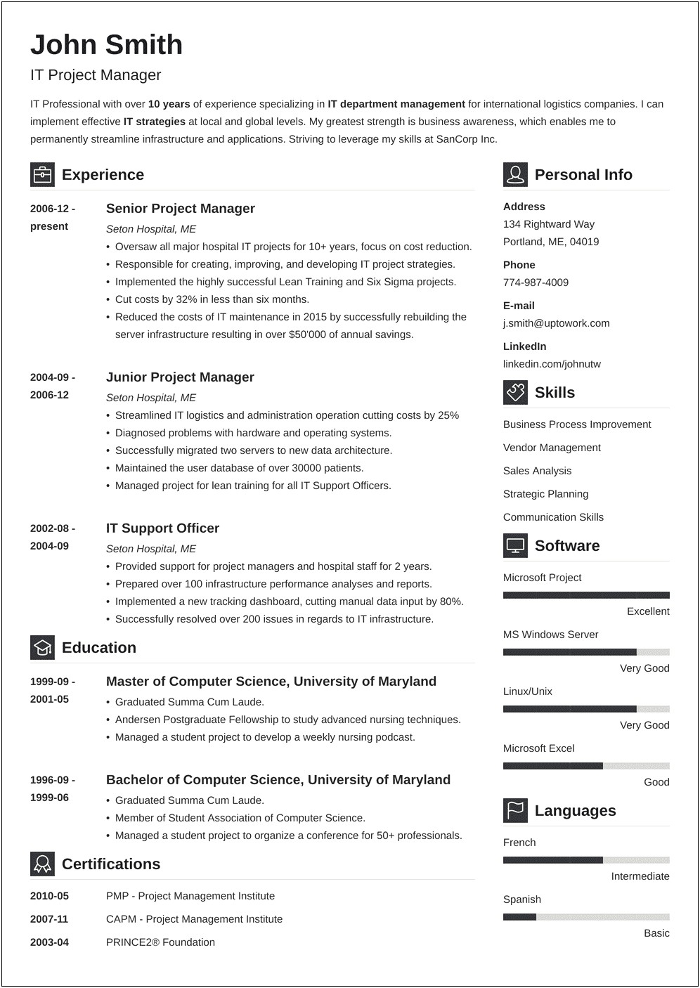 Project Manager Resume Objective New Grad