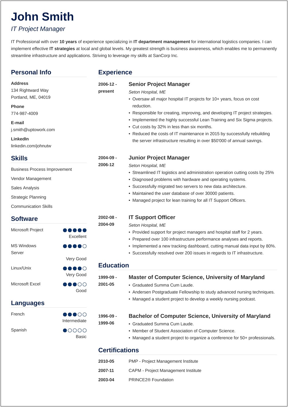Project Manager Roles And Responsibilities For Resume