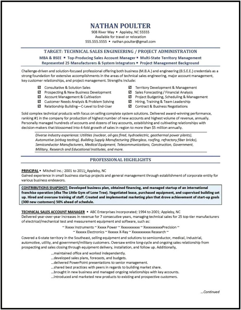 Project Sales Executive Sample Resume