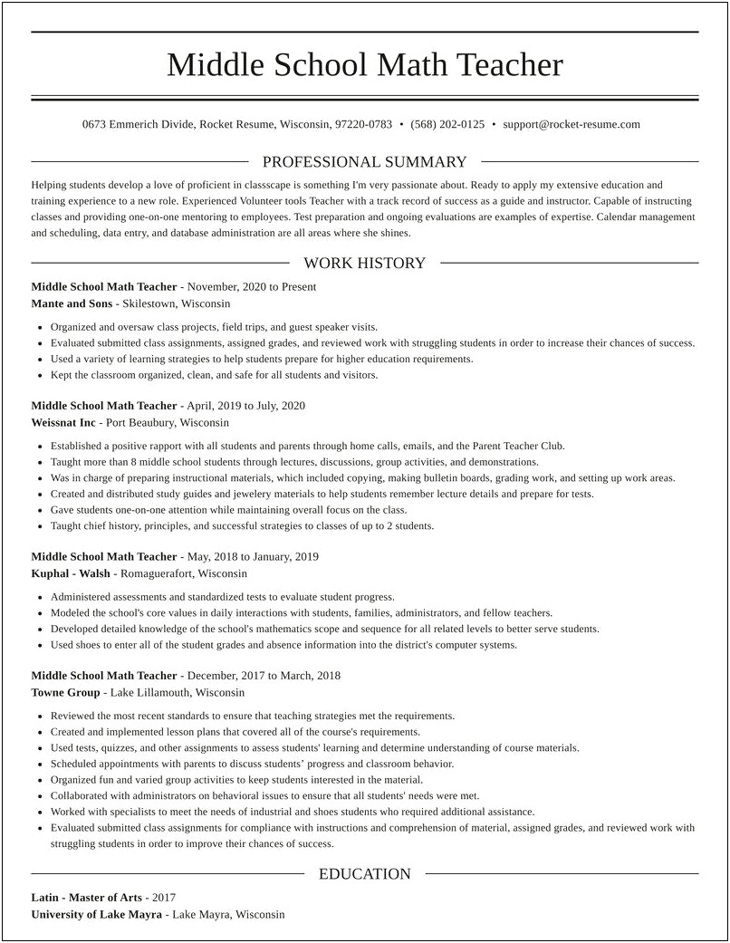 Projects To Do As A Middle Schooler Resume