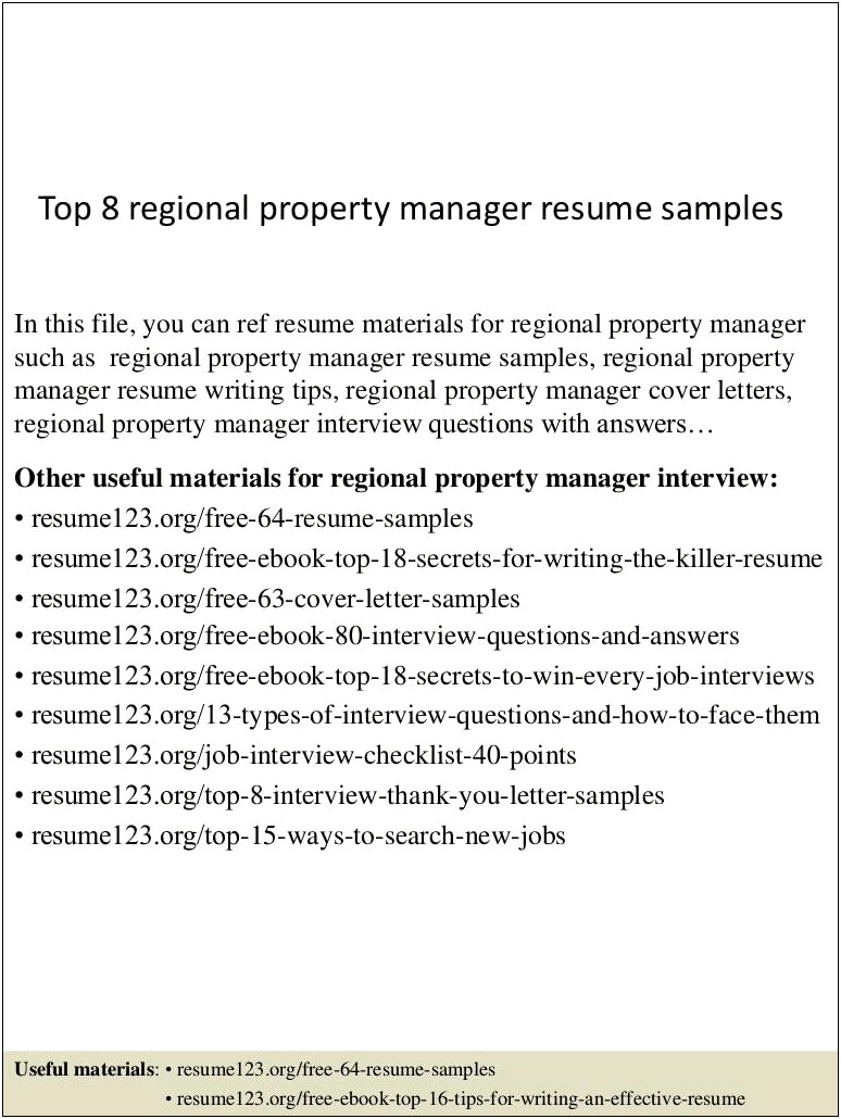 Property Manager Resume Cover Letter Samples