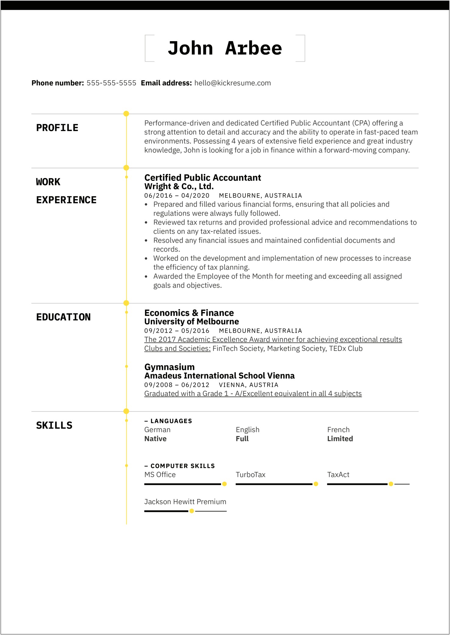 Public Accounting Firm Resume Sample