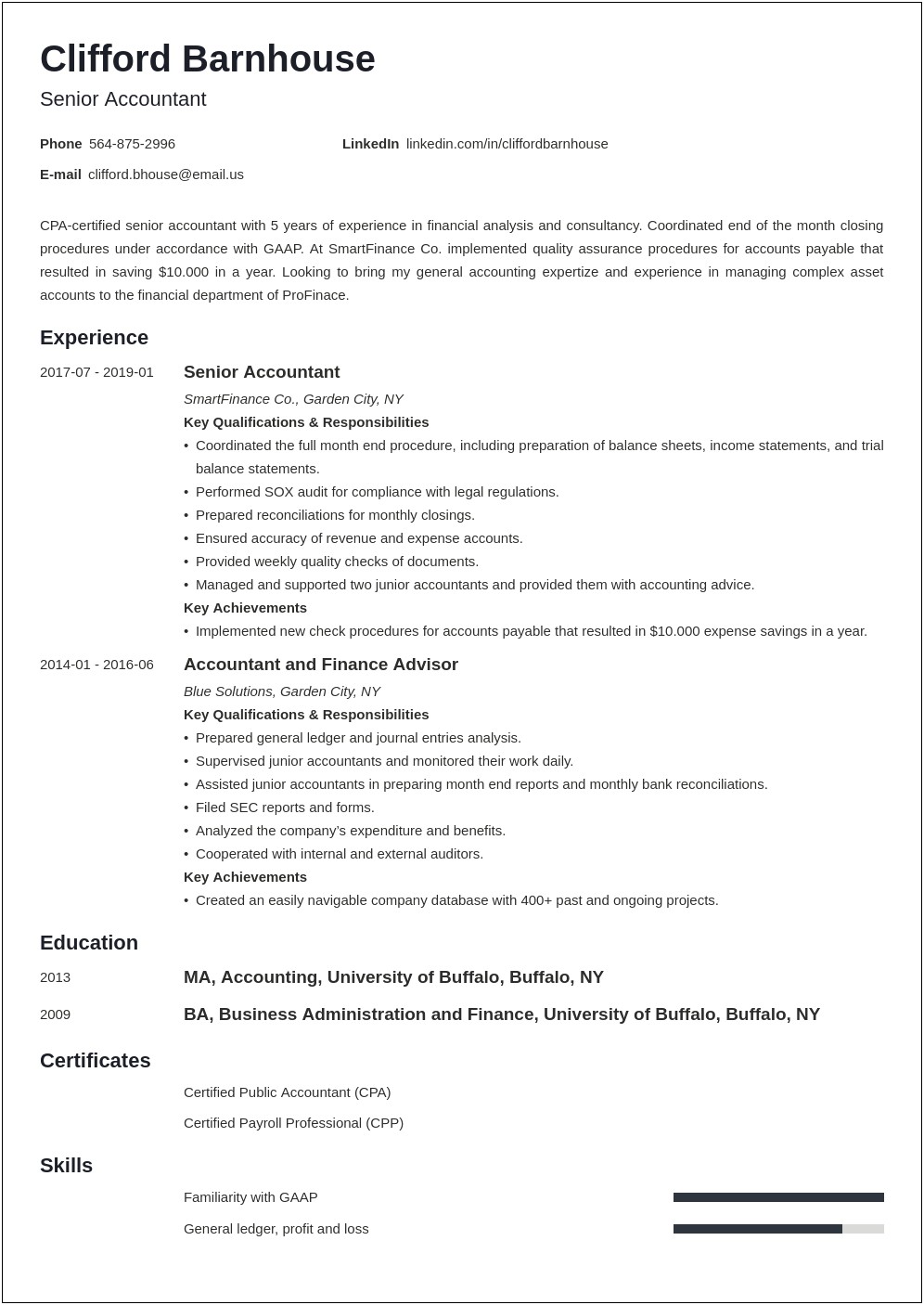 Public Accounting Job Description For Resume