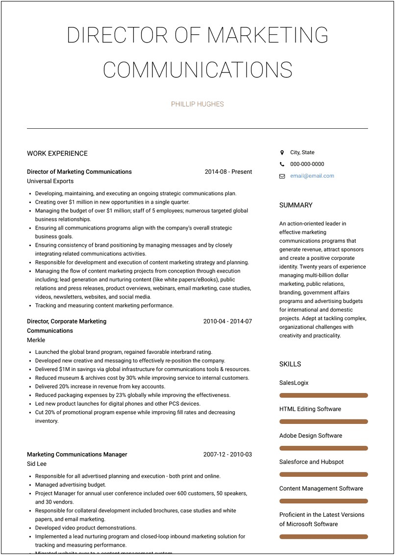 Public Relations Manager Resume Examples