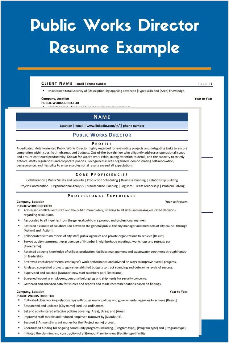 Public Works Director Resume Objective