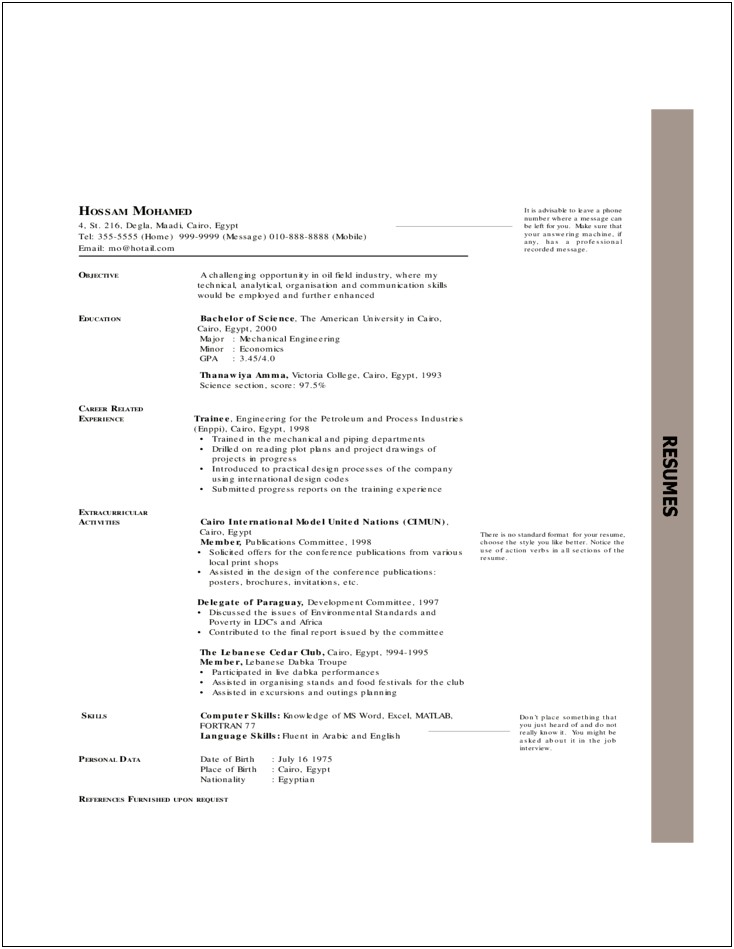 Publications On A Resume Sample
