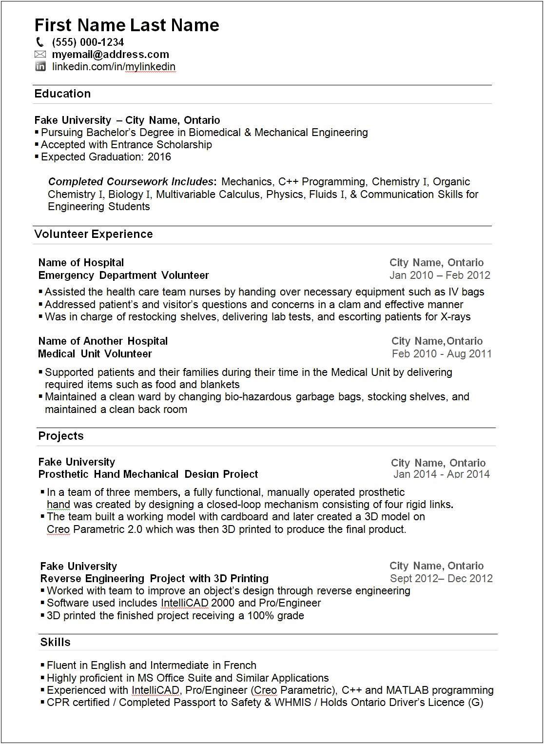 Putting A Job On College Resume