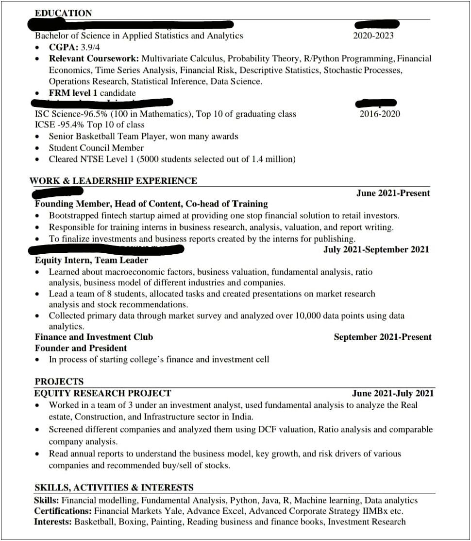 Putting Cfa Level 1 Candidate On Resume