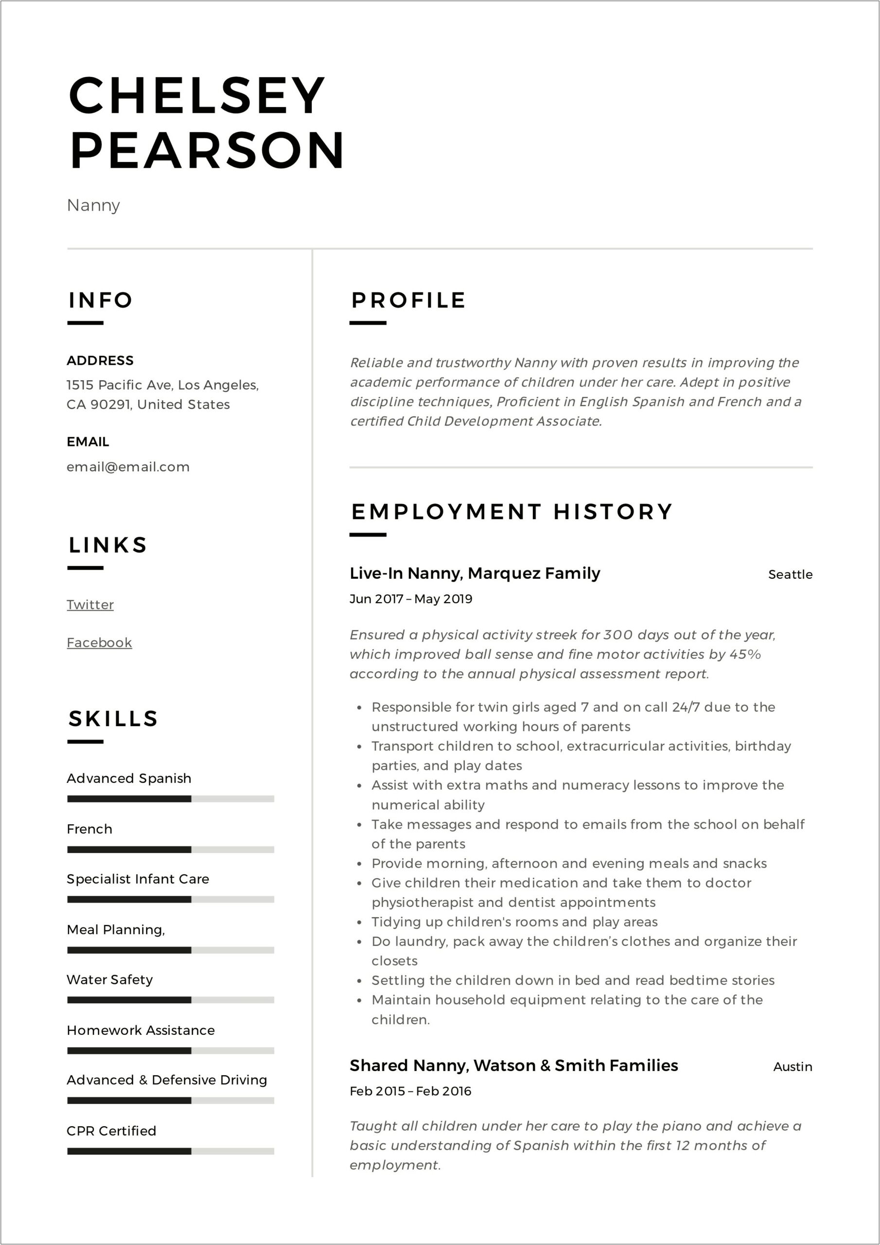 Putting Nannying On A Social Work Resume