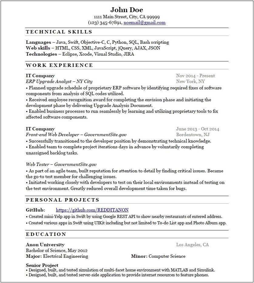Putting Personal Design Projects On Resume